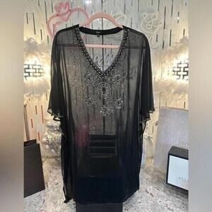 Black Sheer Embellished Cover Up - Size Small NWOT